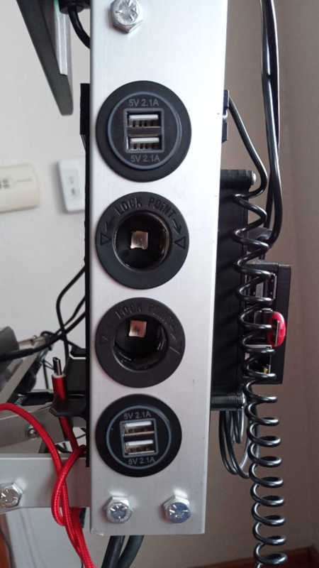 side view of control box showing power sockets