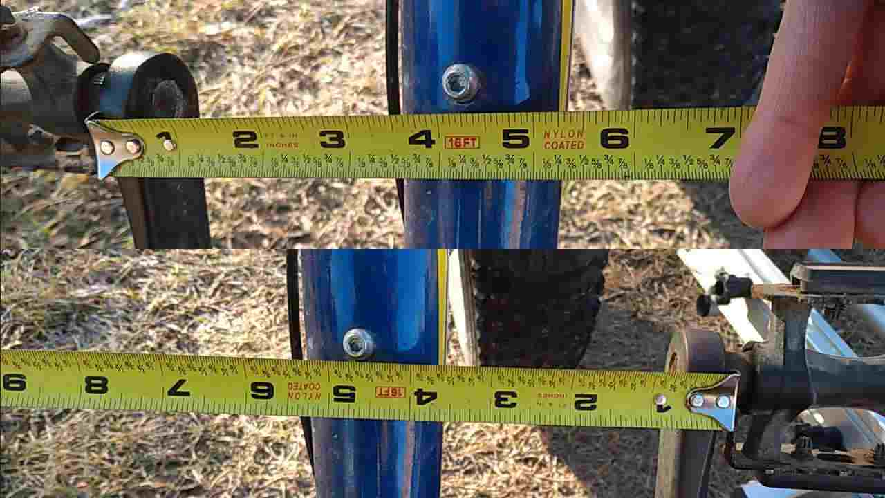 measuring the left- and right-hand distance between the crank and the frame on my fat bike