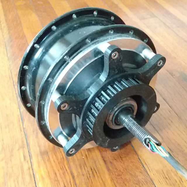 toothed pulley mounted to hub motor