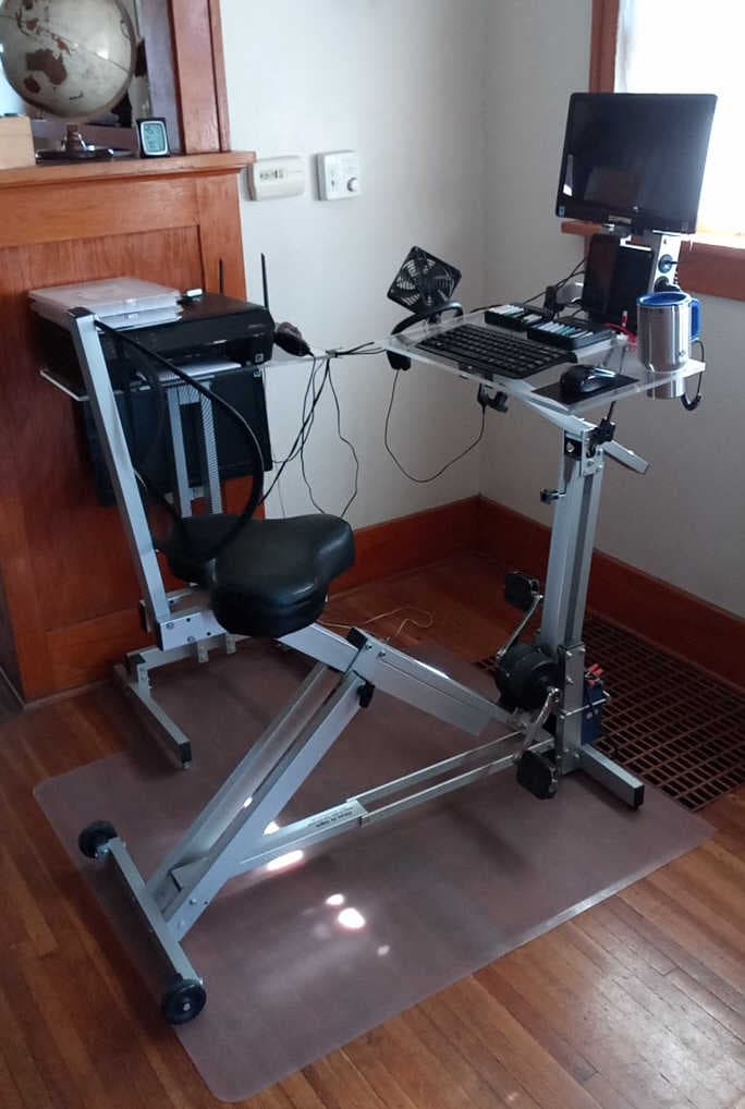 my pedal-powered generator desk and office equipment