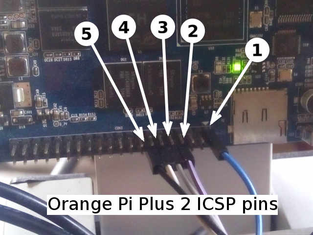 PIC ICSP wiring for an Orange Pi Plus 2E